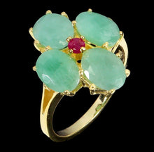 Cargar imagen en el visor de la galería, Anillo Flor Esmeralda y Rubí