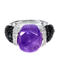 Cargar imagen en el visor de la galería, Anillo Amatista, Espinela Negra y Topacio Blanco