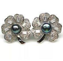 Cargar imagen en el visor de la galería, Aros Perla de Río Negra y Topacio Blanco