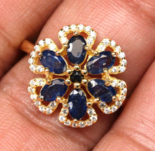 Cargar imagen en el visor de la galería, Anillo Flor Zafiro Gold