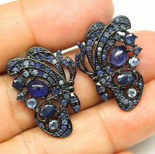 Cargar imagen en el visor de la galería, Aros Mariposa Zafiro en distintos tonos y cortes