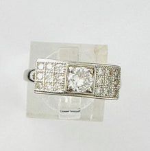 Cargar imagen en el visor de la galería, Anillo Art Deco Modelo D, Plata 925 con baño de Platino y Rodio
