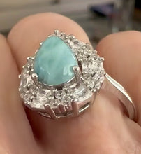 Cargar imagen en el visor de la galería, Anillo Larimar y Topacio Blanco