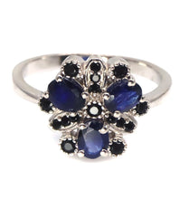 Cargar imagen en el visor de la galería, Anillo Flor Zafiro y Espinela Negra