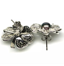 Cargar imagen en el visor de la galería, Aros Perla de Río Negra y Topacio Blanco