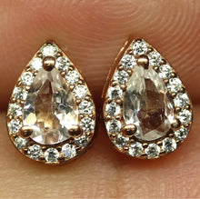 Cargar imagen en el visor de la galería, Aros Morganita y Topacio Blanco Rose Gold