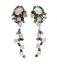 Cargar imagen en el visor de la galería, Aros Ópalo Arcoíris , Zafiro Azul y Zafiros de Colores