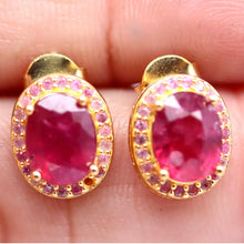 Cargar imagen en el visor de la galería, Aros Rubí y Zafiro Rosado