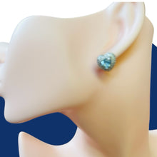 Cargar imagen en el visor de la galería, Aros Plata 925, Esmeralda y Diamante Natural Corte Bruto