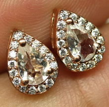 Cargar imagen en el visor de la galería, Aros Morganita y Topacio Blanco Rose Gold