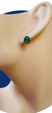 Cargar imagen en el visor de la galería, Aros Plata 925, Esmeralda y Diamante Natural Corte Bruto