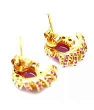 Cargar imagen en el visor de la galería, Aros Rubí y Zafiro Rosa