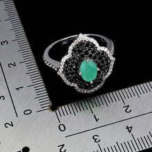 Cargar imagen en el visor de la galería, Anillo Esmeralda, Espinela Negra y Topacio Blanco