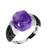 Cargar imagen en el visor de la galería, Anillo Amatista, Espinela Negra y Topacio Blanco