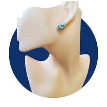 Cargar imagen en el visor de la galería, Aros Plata 925, Esmeralda y Diamante Natural Corte Bruto