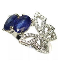 Cargar imagen en el visor de la galería, Anillo Mariposa Zafiro y Topacio Blanco