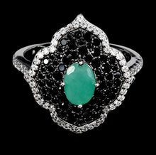 Cargar imagen en el visor de la galería, Anillo Esmeralda, Espinela Negra y Topacio Blanco