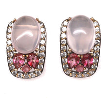 Cargar imagen en el visor de la galería, Aros Cuarzo Rosado, Topacio y Zafiro