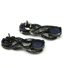 Cargar imagen en el visor de la galería, Aros Zafiro en Plata Rodinada Negra