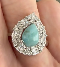 Cargar imagen en el visor de la galería, Anillo Larimar y Topacio Blanco
