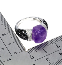 Cargar imagen en el visor de la galería, Anillo Amatista, Espinela Negra y Topacio Blanco