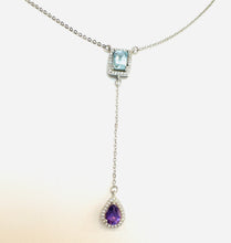 Cargar imagen en el visor de la galería, Collar Topacio Sky Blue, Amatista y Topacio Blanco
