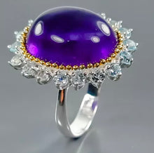 Cargar imagen en el visor de la galería, Anillo Amatista Púrpura y Aguamarina