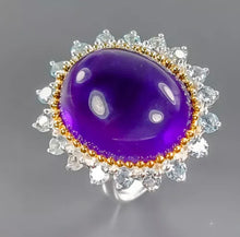 Cargar imagen en el visor de la galería, Anillo Amatista Púrpura y Aguamarina
