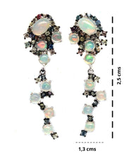 Cargar imagen en el visor de la galería, Aros Ópalo Arcoíris , Zafiro Azul y Zafiros de Colores