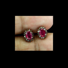 Cargar imagen en el visor de la galería, Aros Rubí y Diamante Natural corte Bruto