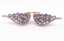 Cargar imagen en el visor de la galería, Anillo Alas Tanzanita y Topacio Blanco Rose Gold / Ajustable entre tallas 8 (17) y 10 (22)