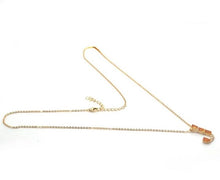 Cargar imagen en el visor de la galería, Collar Letra “J”, Ópalo de Fuego Naranjo y Topacio Blanco