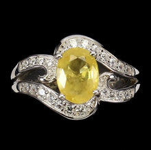 Cargar imagen en el visor de la galería, Anillo Zafiro Amarillo y Topacio Blanco / Talla 6,5 (13)