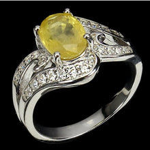 Cargar imagen en el visor de la galería, Anillo Zafiro Amarillo y Topacio Blanco / Talla 6,5 (13)