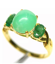 Cargar imagen en el visor de la galería, Anillo Chrysoprase y Esmeralda (raíz) / Talla 7,5 (16)