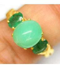 Cargar imagen en el visor de la galería, Anillo Chrysoprase y Esmeralda (raíz) / Talla 7,5 (16)