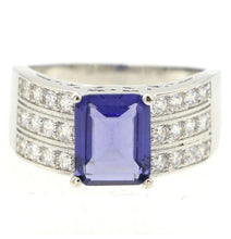 Cargar imagen en el visor de la galería, Anillo Espinela Púrpura y Topacio Blanco / Talla: 7,5 USA - 15 Chile

