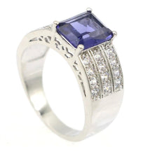 Cargar imagen en el visor de la galería, Anillo Espinela Púrpura y Topacio Blanco / Talla: 7,5 USA - 15 Chile
