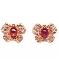 Load image into gallery viewer, Ruby and Pink Sapphire Butterfly Hoops