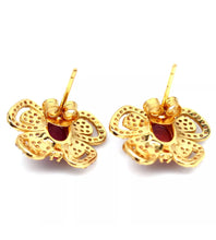 Load image into gallery viewer, Ruby and Pink Sapphire Butterfly Hoops