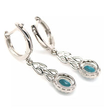 Load image in the gallery viewer, London Blue Topaz and White Topaz Hoops