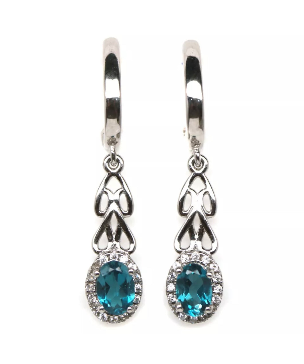 Aros Topacio London Blue y Topacio Blanco