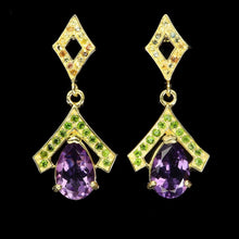 Upload image to gallery viewer, Amethyst, Tsavorite and Colored Sapphire Earrings