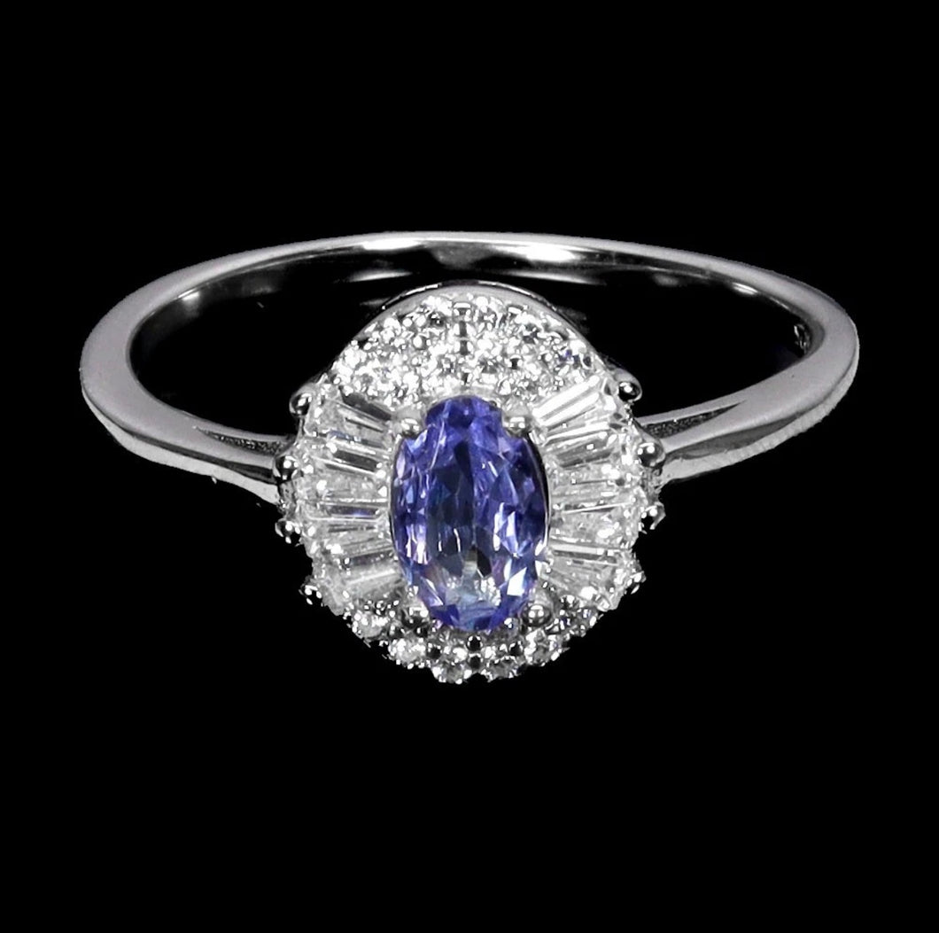 Anillo Tanzanita y Topacio Blanco