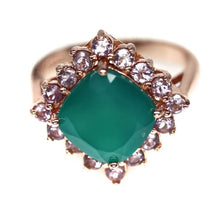 Upload image to the gallery viewer, Green Agate and Pink Amethyst Ring from France Rose Gold / Size 7 (14)
