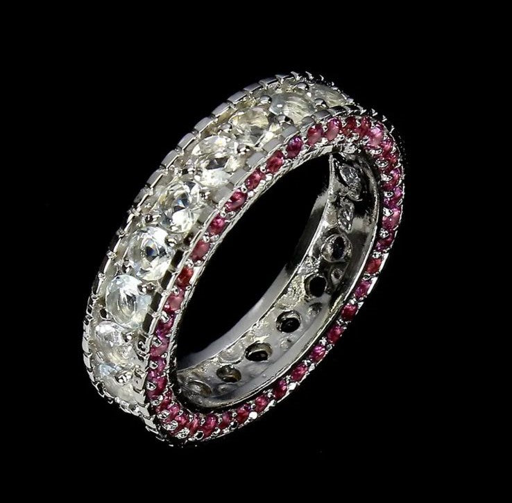 Anillo Aguamarina y Rhodolita / Talla 6 (12)
