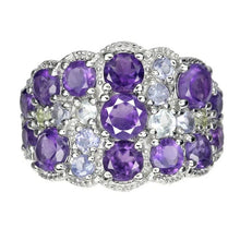 Load image in the gallery viewer, Amethyst, Tanzanite, Aquamarine and Peridot Ring / Size 7,5 (16)