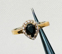 Load image in the gallery viewer, Onyx and White Topaz Drop Ring / Size 8 (17)