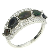 Load image in the gallery viewer, Black Opal and White Topaz Ring / Size 6 (12)