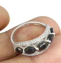 Cargar imagen en el visor de la galería, Anillo Ópalo Negro y Topacio Blanco / Talla 6 (12)
